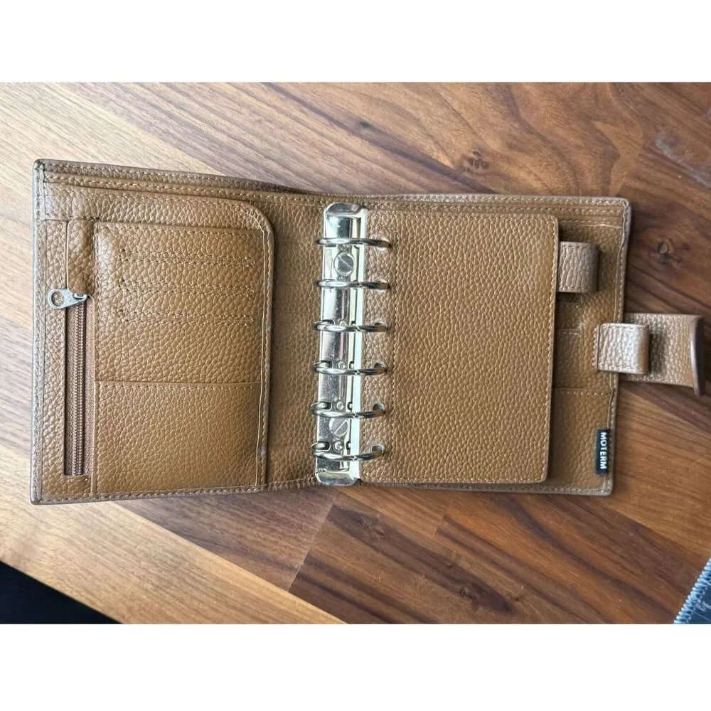 Moterm Leather Pocket Rings Planner Binder Organizer Cover Pebble Grain Brown